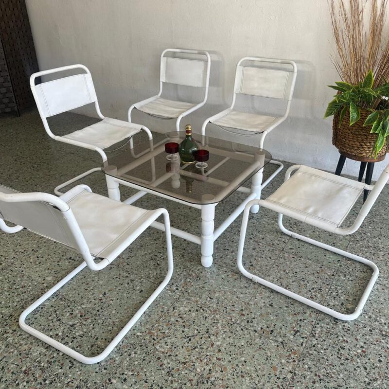 Beautiful S33 Cantilever Mart Stam Dining Chairs and Coffee Table