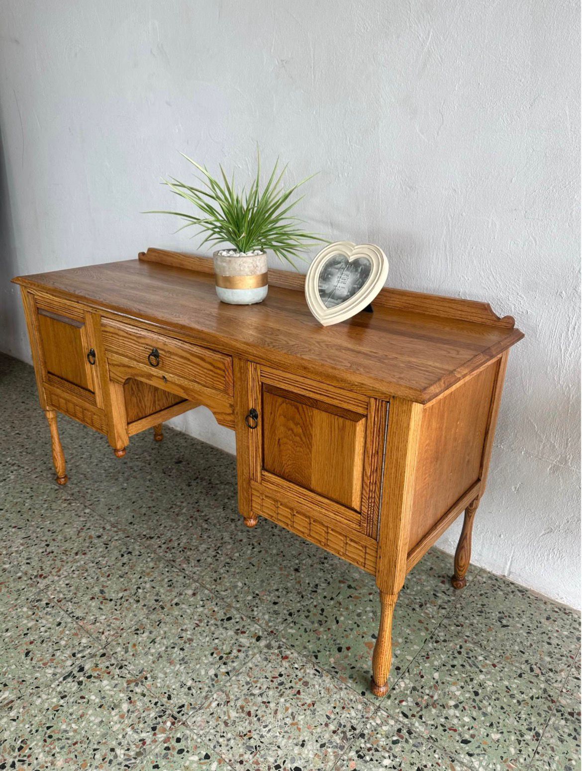 Vintage Solid Oak Dressing Table
